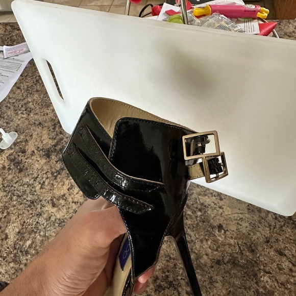 RARE Jimmy Choo x H&M sandals heels Size 38 - Black ankle cuff, dalmatian print - Picture 5 of 10